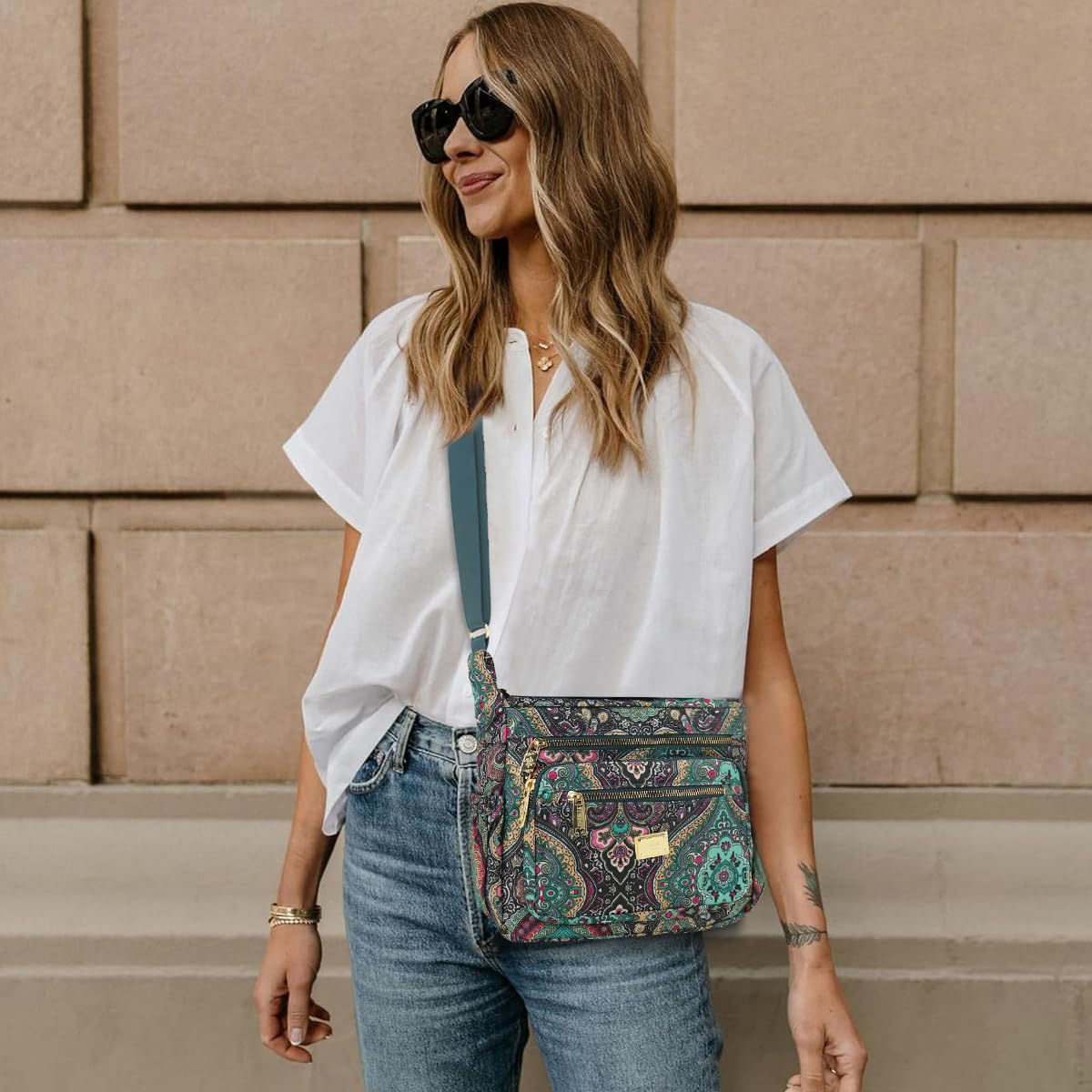 PALAY Women Crossbody Bag Fashion Nylon Print Satchel Travel Bag Multi Layer Shoulder Bag Crossbody Bag Casual Day Bag Satchel Handbag (10.2x3.9x8.2 inch) PALAY Women Crossbody Bag Fashion Nylon Print Satchel Travel Bag Multi Layer Shoulder Bag Crossbody Bag Casual Day Bag Satchel Handbag (10.2x3.9x8.2 inch)